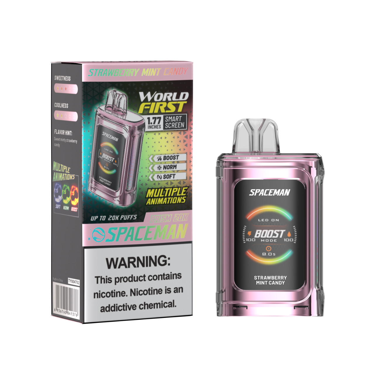 Vaporizador SMOK SpaceMan Prism 20K Caramelo de Fresa y Menta 20000 Puff