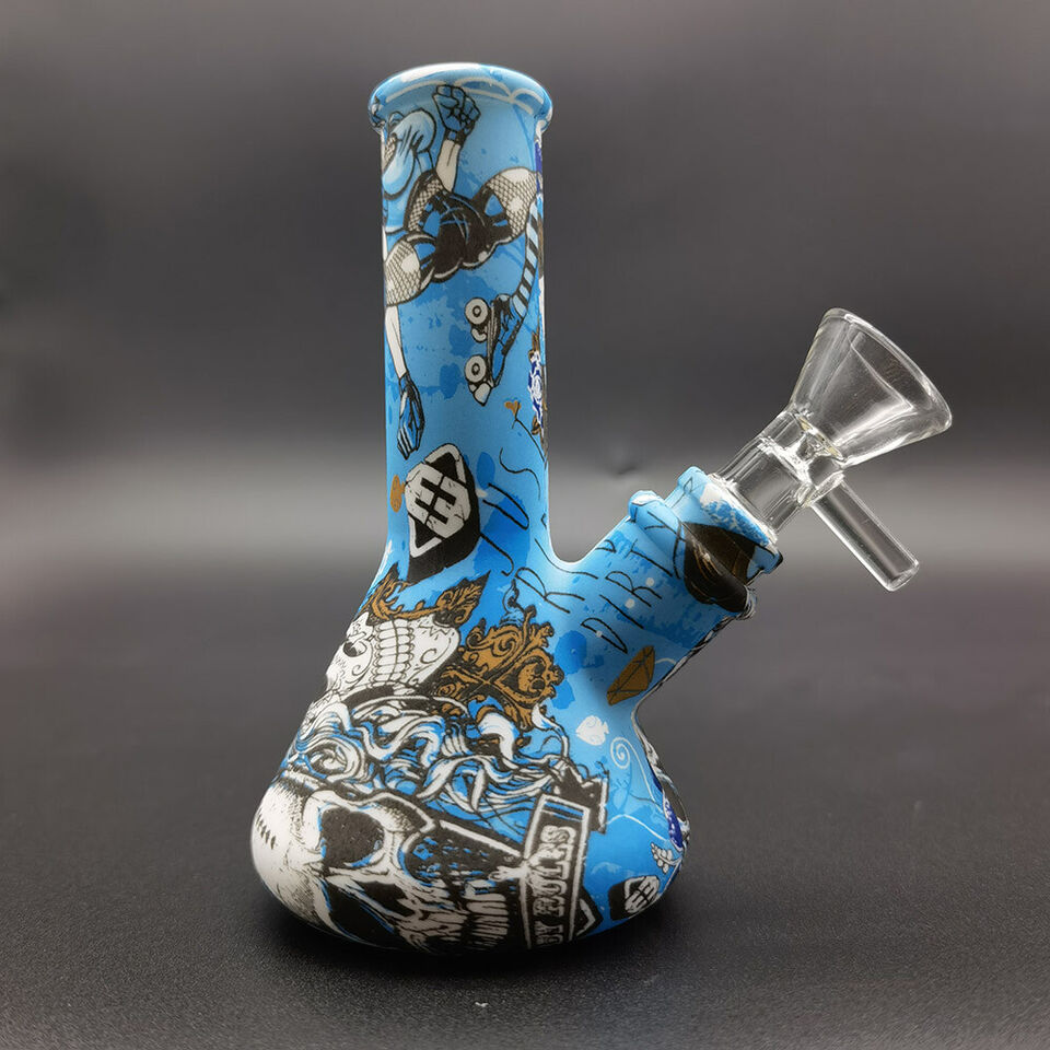 Bong de Silicona Tazón de vidrio de 14 mm Azul