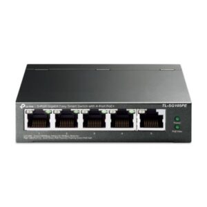 SWITCH TP LINK TL-SG105PE(UN) 5 PUERTOS RJ45 GIGABIT / 4 PUERTOS POE+ 10/100/1000 MBPS ADMINISTRABLE GRIS