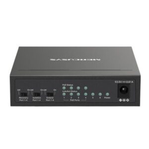 SWITCH MERCUSYS MS106LP(UN) 4 PUERTOS POE+ / 2 PUERTOS FAST ETHERNET 10/100 MBPS NO ADMINISTRABLE NEGRO
