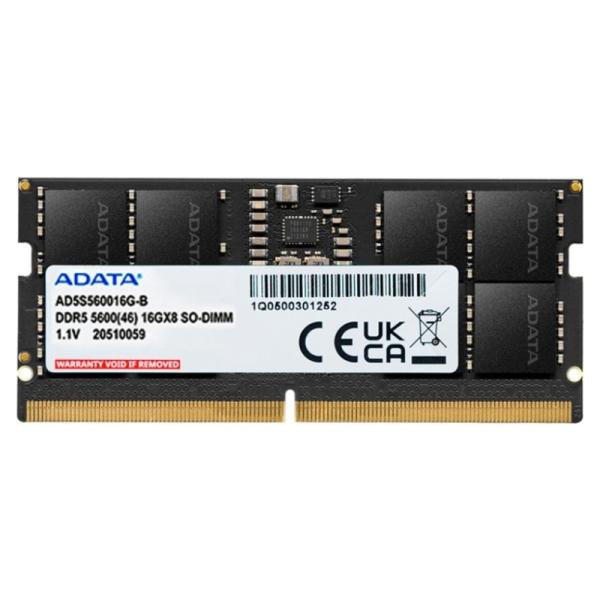MEMORIA RAM LAPTOP ADATA 16 GB DDR5 5600 MHZ CL46 1.1 V AD5S560016G-S NEGRO
