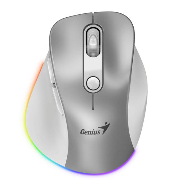 MOUSE GENIUS RGB RS2 ERGO 9000S PRO INALÁMBRICO CON RECEPTOR 2400 DPI 31030039402 PLATEADO