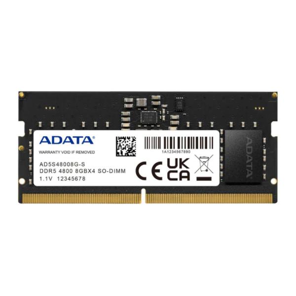 MEMORIA RAM LAPTOP ADATA 8 GB DDR5 4800 MHZ CL40 1.1 V AD5S48008G-S NEGRO