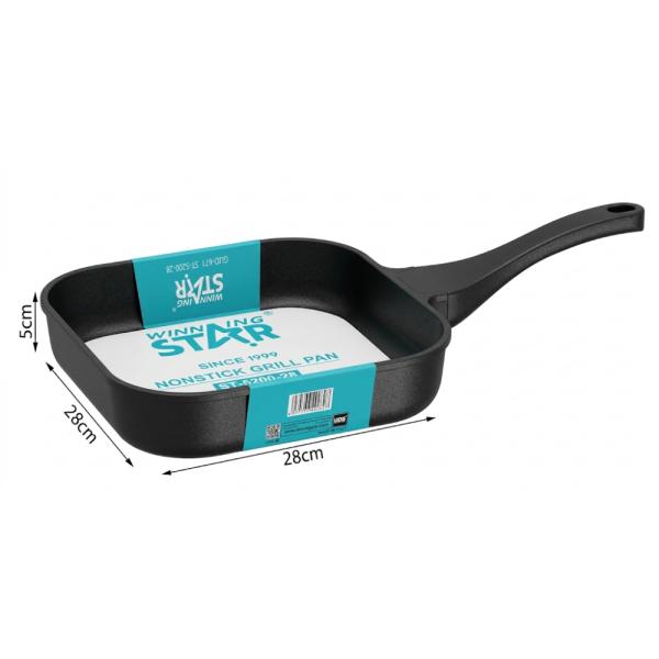 SARTÉN ANTIADHERENTE WINNING STAR ST-5200-28 ALUMINIO 28CM X 5CM GUO-671-WST-15635 NEGRO